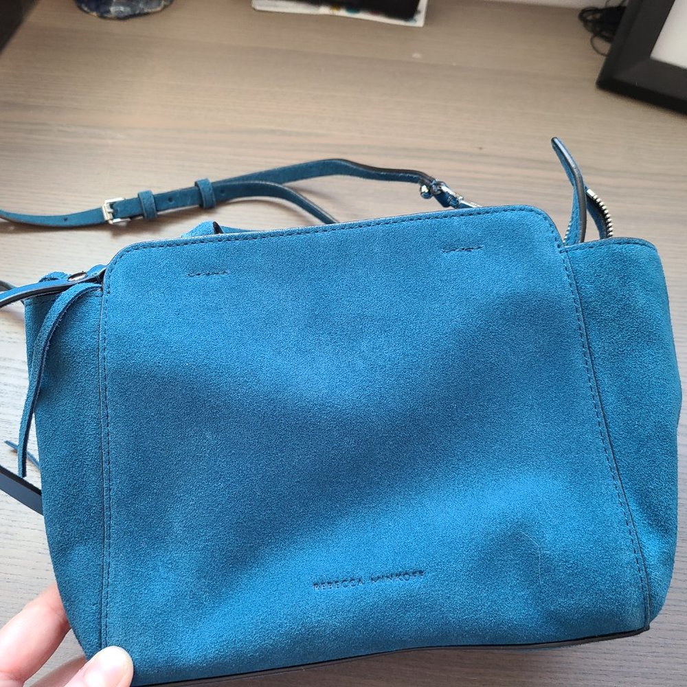 Rebecca Minkoff Suede Mini Crossbody in Brilliant Blue